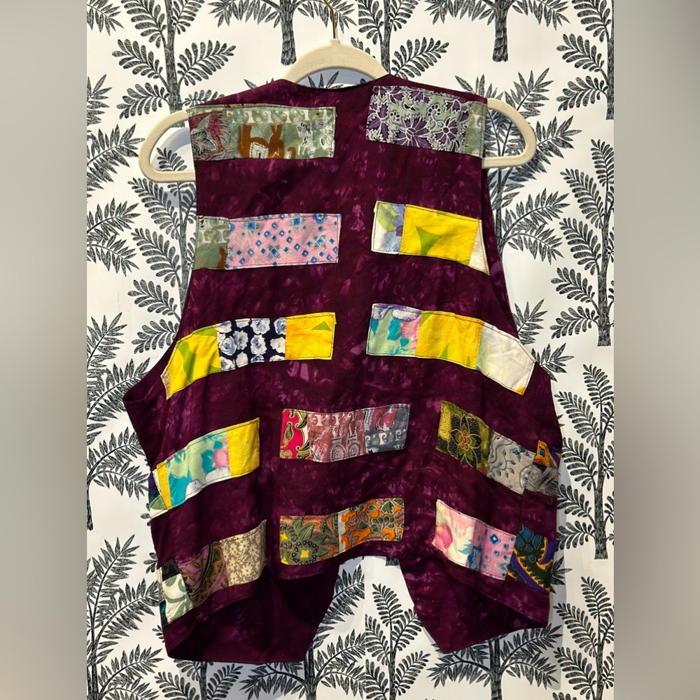 Native wear designs purple colorful rayon vest with pockets size medium - Picture 3 of 6